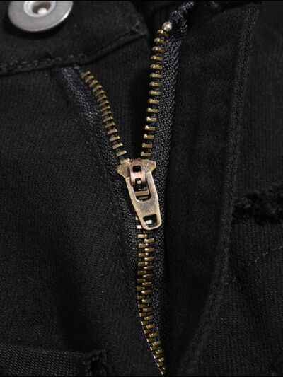Men's Washed Distressed Panelled Jeans - Damned Threads
